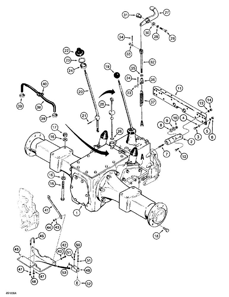 Схема запчастей Case 584E - (6-26) - TRANSAXLE AND DIFFERENTIAL LOCK, FOUR WHEEL DRIVE MODELS (06) - POWER TRAIN