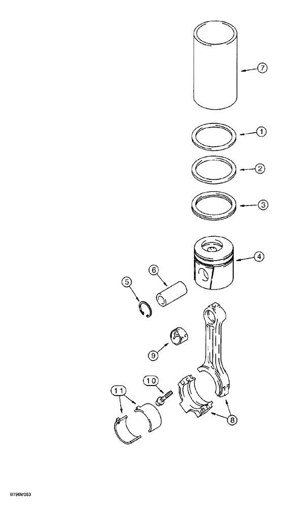 Схема запчастей Case 1150G - (2-047A) - PISTONS AND CONNECTING RODS, 6T-590 EMISSIONS CERTIFIED ENGINE, JJG0218023 AND JJG0218479 AND AFTER (01) - ENGINE