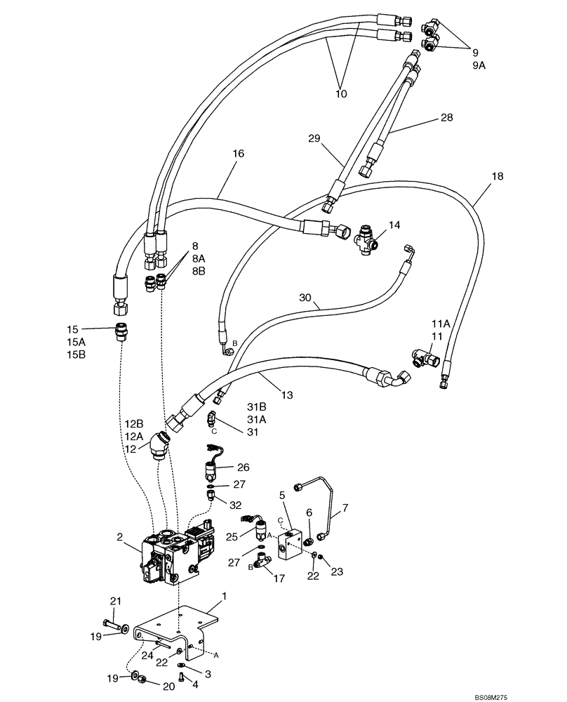 Схема запчастей Case 721E - (05-14) - JOYSTICK STEERING - HYDRAULICS - AUXILIARY (05) - STEERING