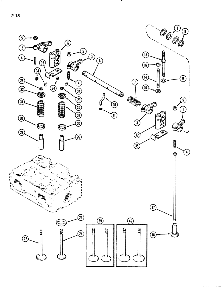 Схема запчастей Case W20C - (2-18) - VALVE MECHANISM, 504BD AND 504BDT ENGINE (02) - ENGINE