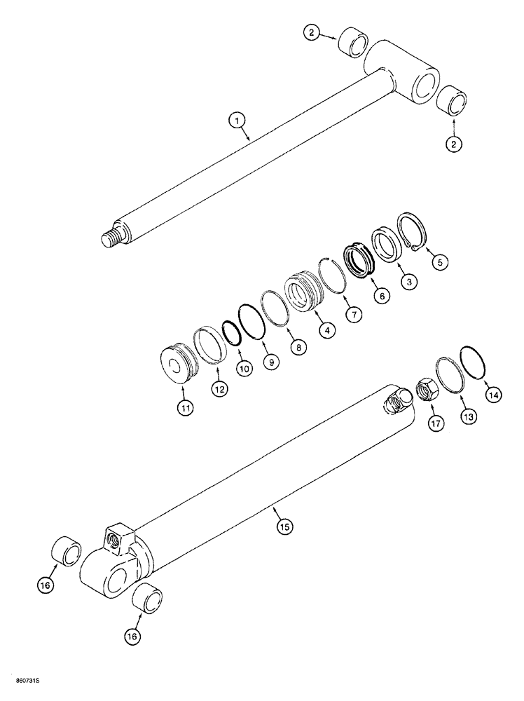 Схема запчастей Case 760 - (08-074) - BACKHOE BUCKET CYLINDER (35) - HYDRAULIC SYSTEMS