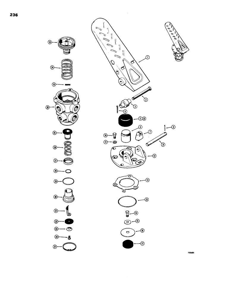 Схема запчастей Case W26B - (236) - BRAKE SYSTEM, L44173 TREADLE AND BRAKE VALVE (07) - BRAKES