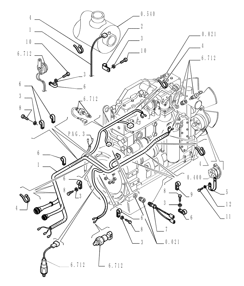 Схема запчастей Case 1850K - (6.711[01]) - ELECTRICAL SYSTEM - ELECTRIC WIRING Electrical System / Decals