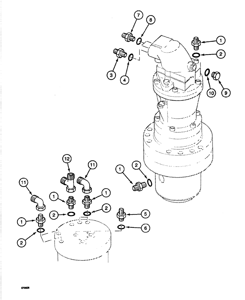 Схема запчастей Case 688 - (8-066) - HYDRAULIC ADAPTERS, SWIVEL AND SWING MOTOR (08) - HYDRAULICS