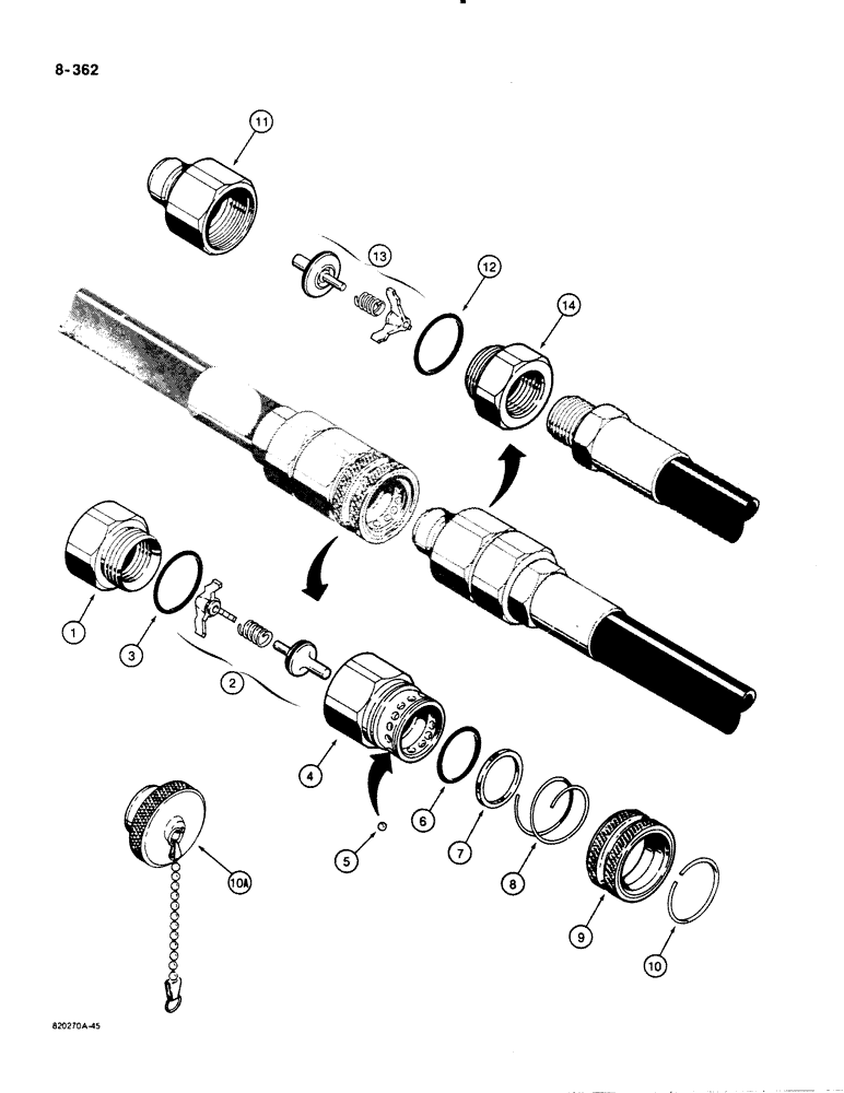 Схема запчастей Case 1450B - (8-362) - HYDRAULIC QUICK DISCONNECT COUPLINGS, D52800 FEMALE COUPLING (08) - HYDRAULICS