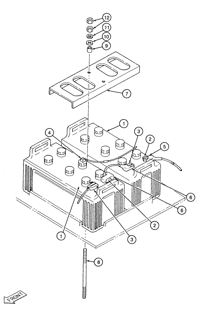Схема запчастей Case 9060 - (4-12) - BATTERIES AND MOUNTING (04) - ELECTRICAL SYSTEMS