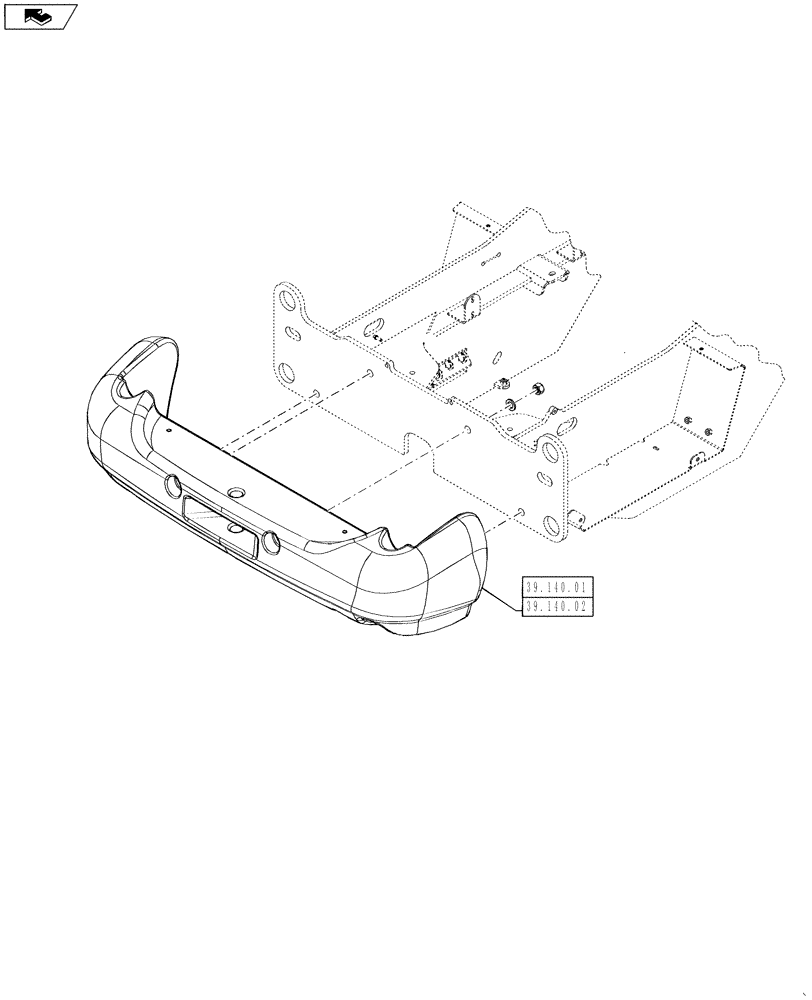 Схема запчастей Case 621F - (39.000.00[01]) - PICTORIAL INDEX - COUNTERWEIGHT (39) - FRAMES AND BALLASTING