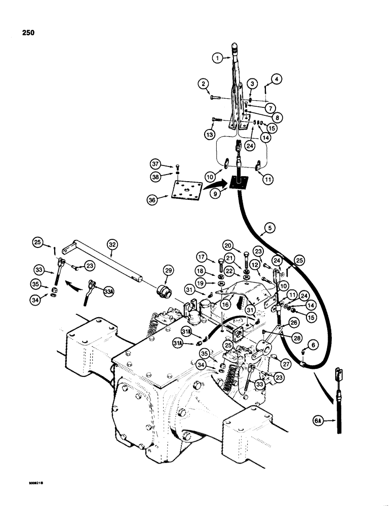 Схема запчастей Case 580D - (250) - PARKING BRAKE LEVER AND LINKAGE (07) - BRAKES