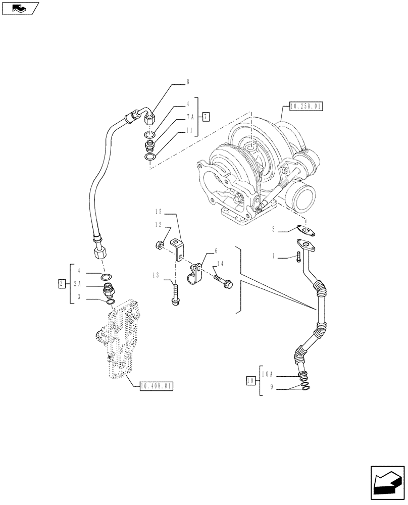 Схема запчастей Case F4HE0484G J100 - (10.304.05) - PIPING - ENGINE OIL (2855779) (10) - ENGINE
