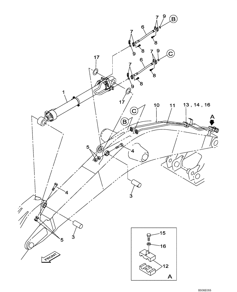Схема запчастей Case CX800B - (08-14) - HYDRAULIC CIRCUIT - ARM CYLINDER - BOOM (8.40 M) - (WITHOUT VALVE, PRESSURE RELIEF) (08) - HYDRAULICS