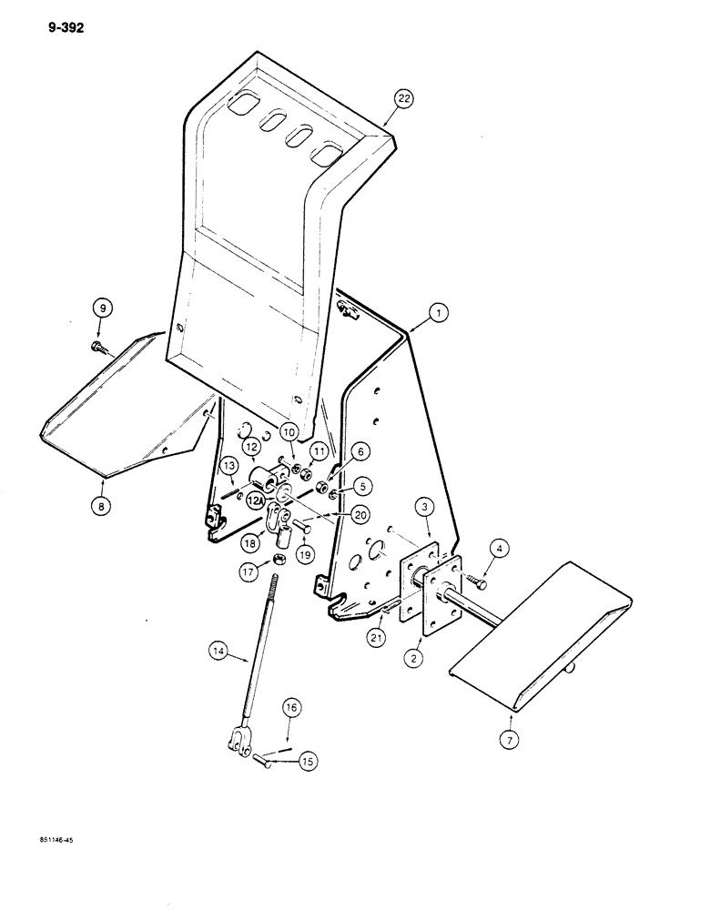 Схема запчастей Case 680K - (9-392) - BACKHOE EXTENDABLE DIPPER CONTROL, HAND SWING MODELS (09) - CHASSIS/ATTACHMENTS