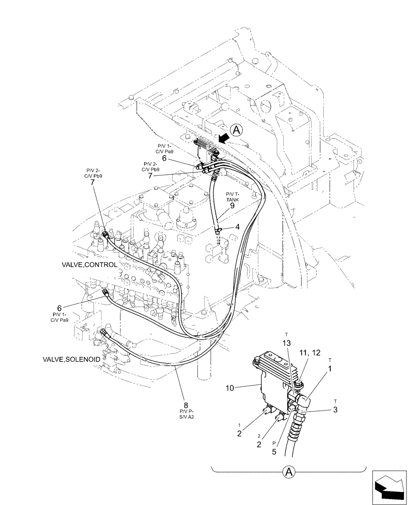 Схема запчастей Case CX50B - (01-046[02]) - CONTROL LINES, REMOTE, DOZER (35) - HYDRAULIC SYSTEMS