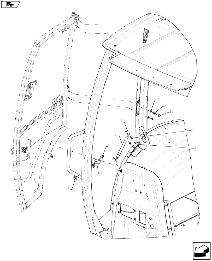 Схема запчастей Case 580SN - (90.154.08) - VAR - 747853 - CAB - DOOR MOUNTING (90) - PLATFORM, CAB, BODYWORK AND DECALS