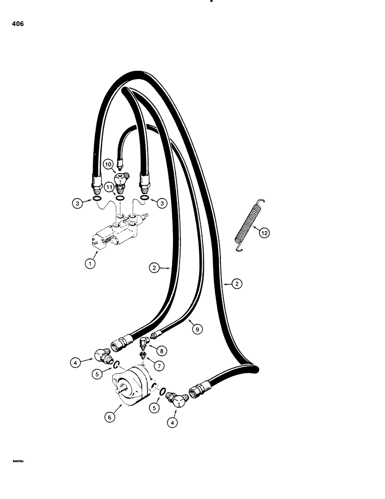Схема запчастей Case P60 - (406) - HYDRA-BORER HYDRAULIC MOTOR CIRCUIT (35) - HYDRAULIC SYSTEMS
