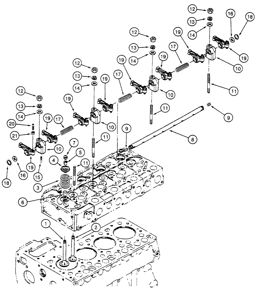 Схема запчастей Case 6010 - (02-14) - VALVE MECHANISM - ROCKER ARMS, KUBOTA V2003TE ENGINE (10) - ENGINE