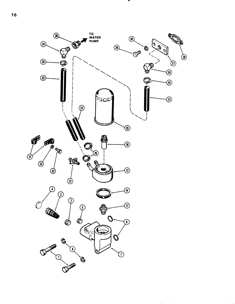 Схема запчастей Case W20 - (016) - OIL FILTER AND COOLER, (401 BD) DIESEL ENGINE (02) - ENGINE