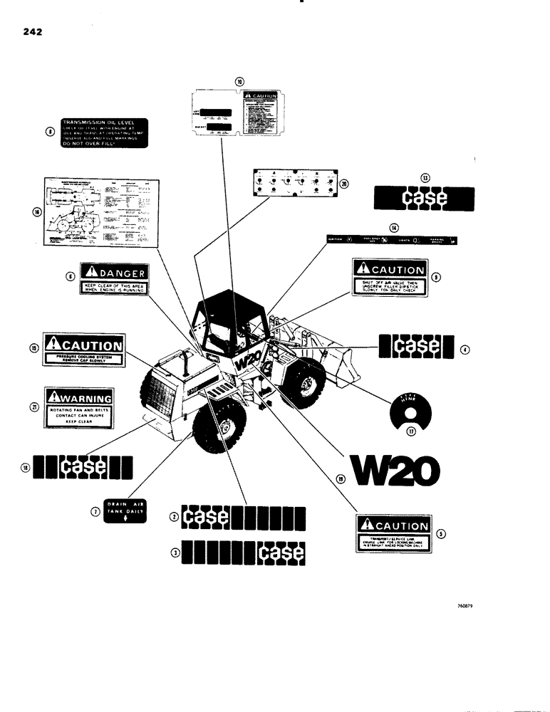 Схема запчастей Case W20 - (242) - DECALS (09) - CHASSIS