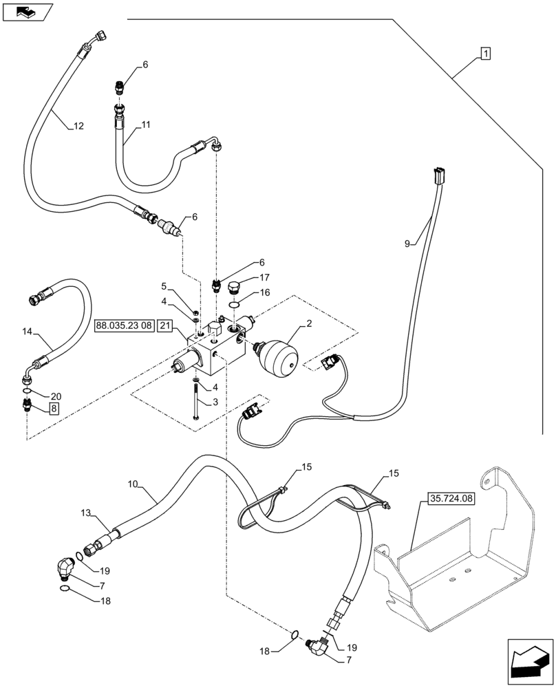 Схема запчастей Case 580SN - (88.035.23[04]) - DIA KIT, PILOT CONTROLS, 3 SPOOLS, STANDARD TRANSMISSION (88) - ACCESSORIES