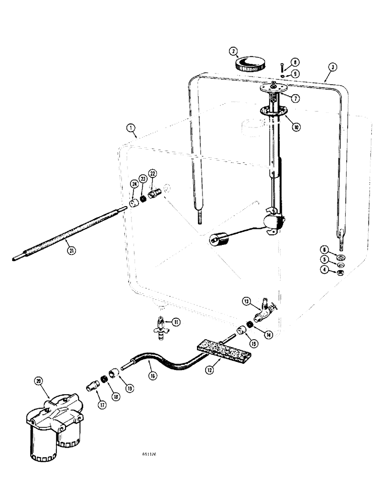 Схема запчастей Case W8C - (142) - FUEL TANK, DIESEL ENGINE (03) - FUEL SYSTEM