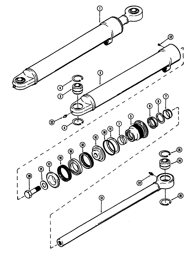 Схема запчастей Case W26B - (264) - D49298 AND D49299 STEERING CYLINDER, GLAND HAS SPLIT INNER AND OUTER ROD WIPERS (05) - STEERING