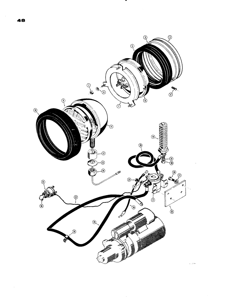 Схема запчастей Case 1150 - (048) - D41701 HEADLIGHT ASSEMBLY (06) - ELECTRICAL SYSTEMS