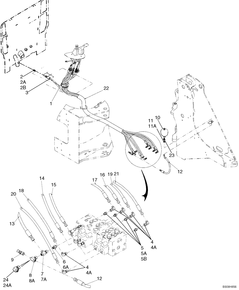Схема запчастей Case 521E - (08-25) - HYDRAULICS - LOADER CONTROL, REMOTE (08) - HYDRAULICS