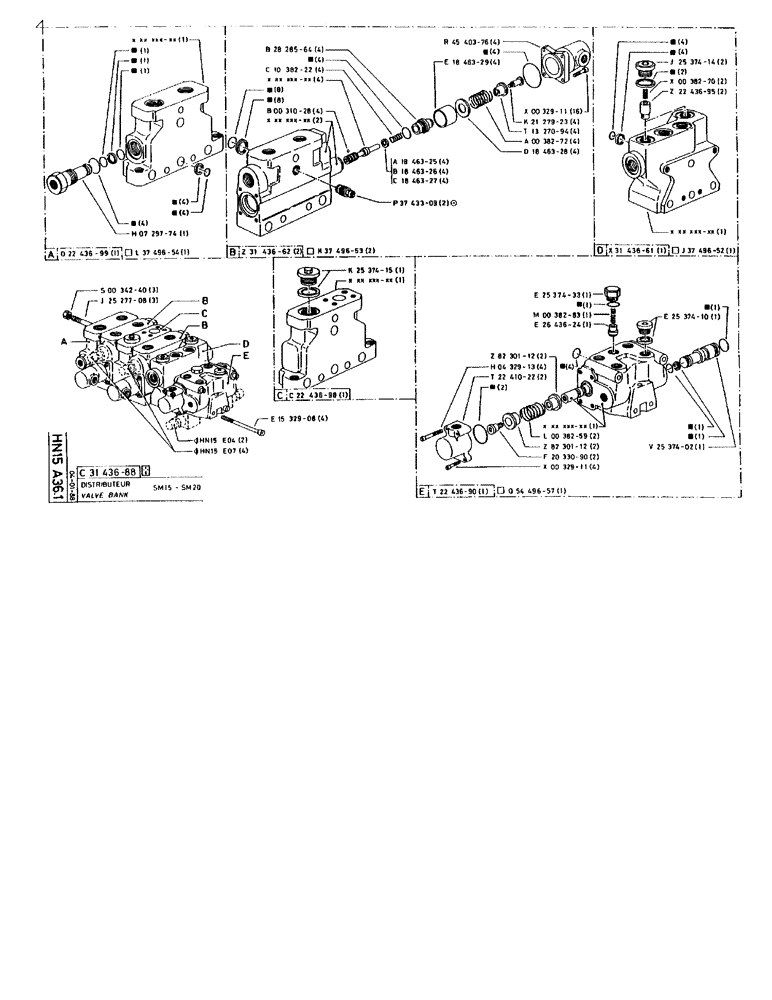 Схема запчастей Case 90BCL - (294) - VALVE BANK SM15 - SM20 (07) - HYDRAULIC SYSTEM
