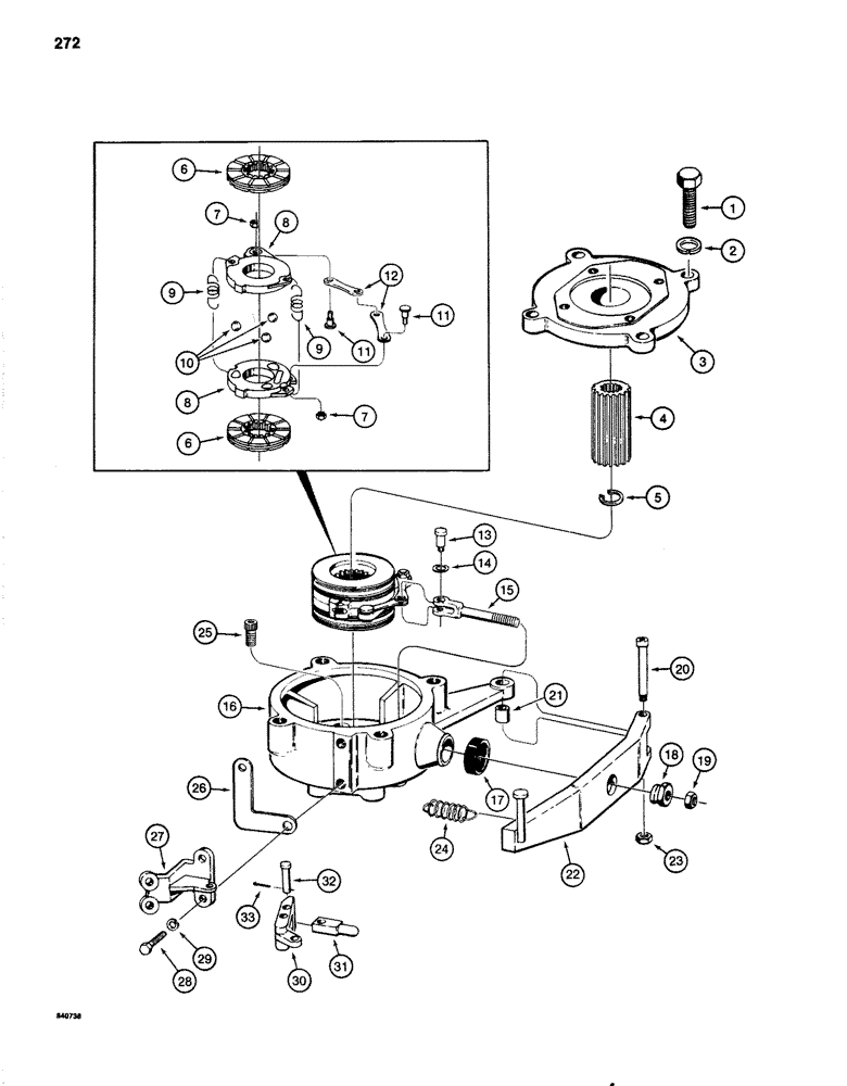 Схема запчастей Case 1080 - (272) - SWING BRAKE (35) - HYDRAULIC SYSTEMS