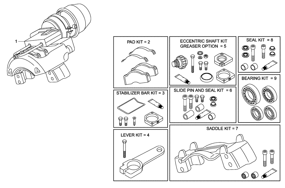 Схема запчастей Case 335B - (47X00000004[001]) - REPAIR KIT, PARKING BRAKE (89500407098) (09) - Implement / Hydraulics / Frame / Brakes