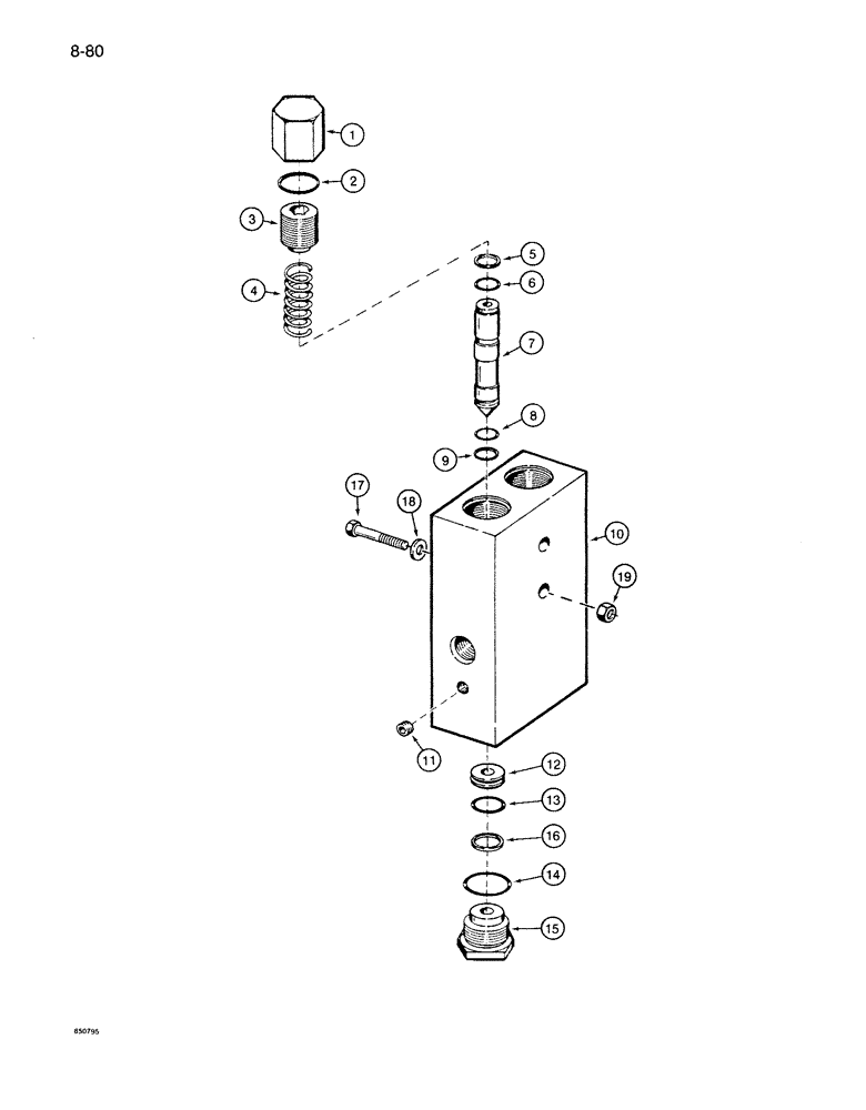 Схема запчастей Case 1085B - (8-080) - POWER SENSING RELIEF VALVE (08) - HYDRAULICS