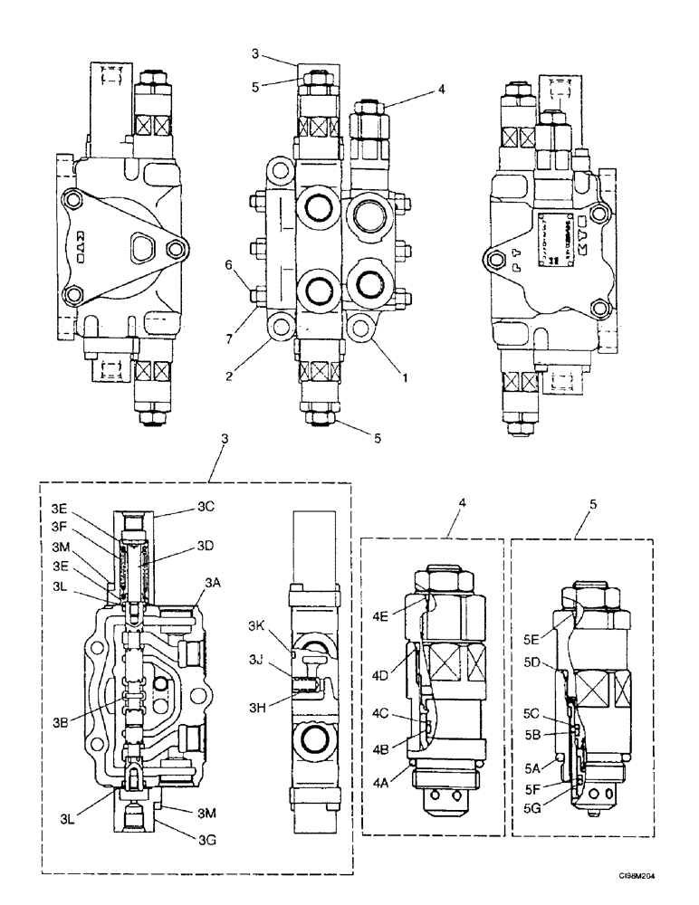 Схема запчастей Case 9007B - (8-080) - CONTROL VALVE - DOZER BLADE (08) - HYDRAULICS
