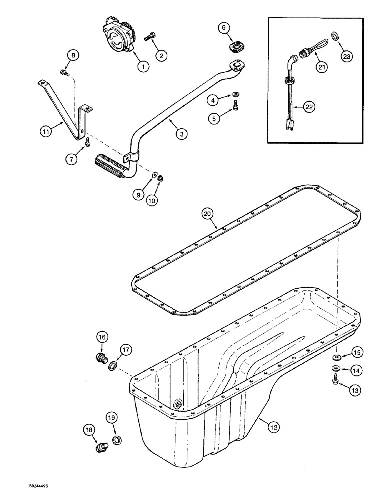 Схема запчастей Case 9040B - (2-44) - OIL PUMP AND OIL PAN, 6T-830 ENGINE, PRIOR TO P.I.N. DAC04#2001 (02) - ENGINE