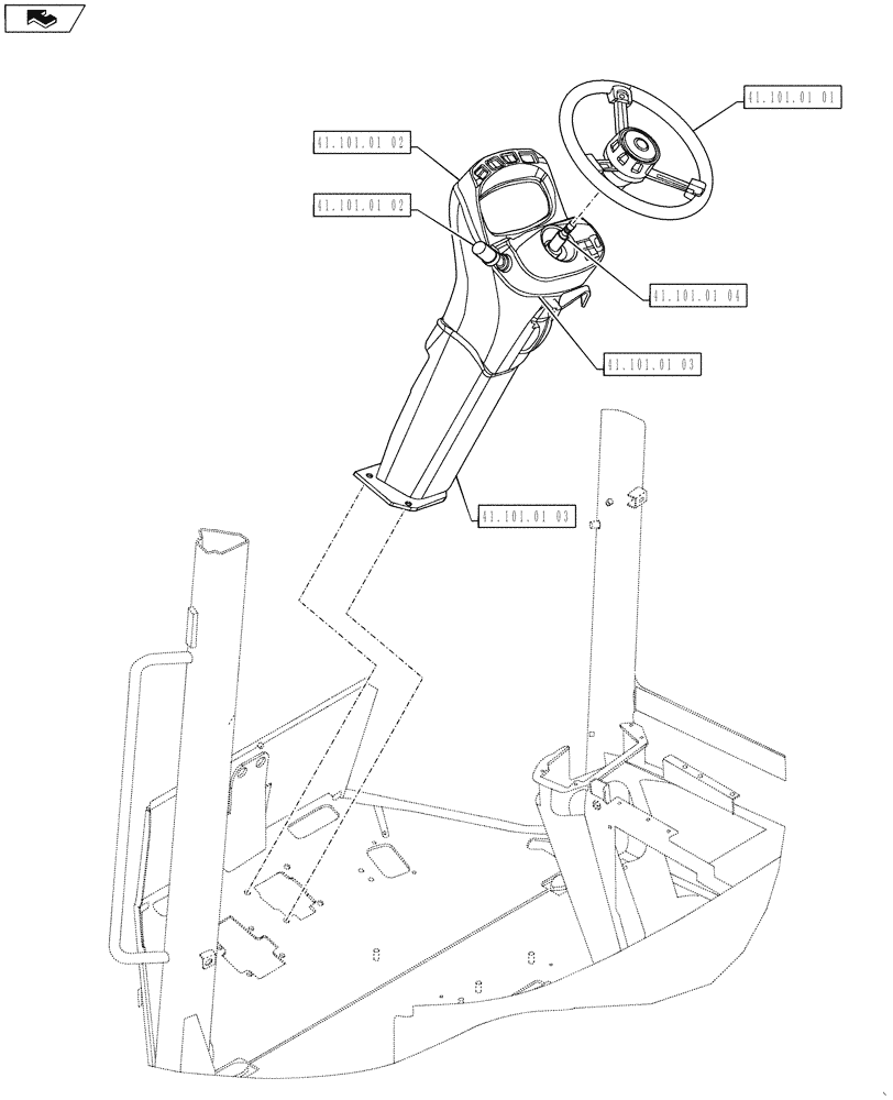 Схема запчастей Case 621F - (41.000.00[01]) - PICTORIAL INDEX - STEERING (41) - STEERING