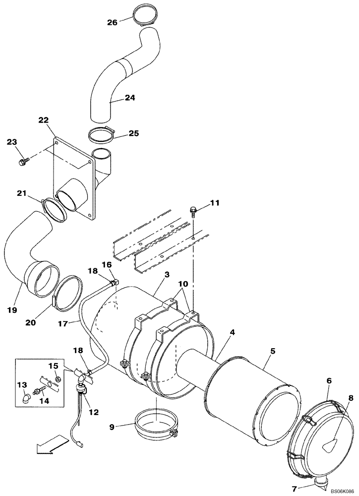 Схема запчастей Case CX460 - (02-02) - AIR CLEANER (02) - ENGINE