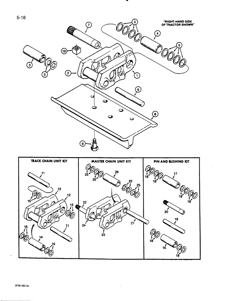 Схема запчастей Case 450C - (5-18) - SEALED TRACK CHAIN - R24571 (11) - TRACKS/STEERING