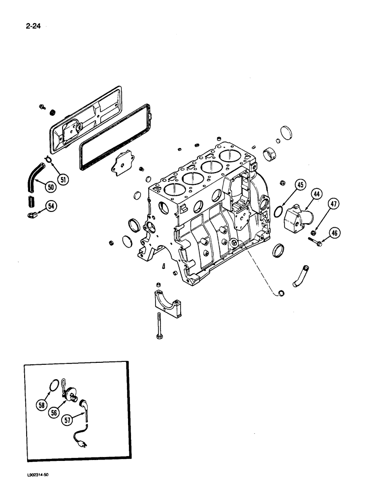 Схема запчастей Case 650 - (2-24) - CYLINDER BLOCK, 4T-390 ENGINE (02) - ENGINE