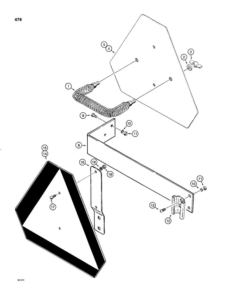 Схема запчастей Case 480C - (478) - SLOW MOVING VEHICLE EMBLEM, USED ON MODELS WITH BACKHOE (90) - PLATFORM, CAB, BODYWORK AND DECALS