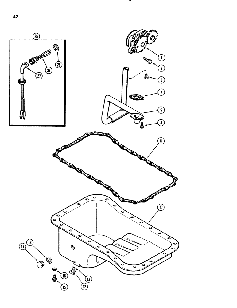 Схема запчастей Case 580SE - (042) - OIL PUMP AND OIL PAN, 4T-390 AND 4-390 DIESEL ENGINE (02) - ENGINE