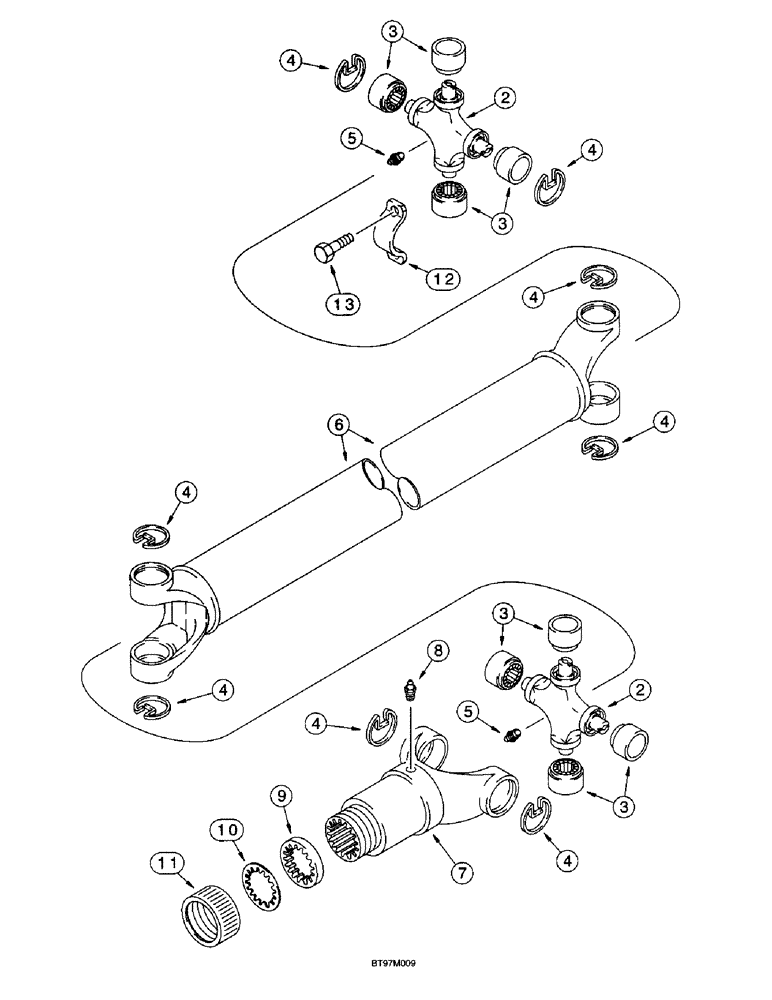 Схема запчастей Case 570LXT - (6-018) - DRIVE SHAFT FOR FRONT DRIVE AXLE, FRONT DRIVE AXLE TO TRANSMISSION (06) - POWER TRAIN