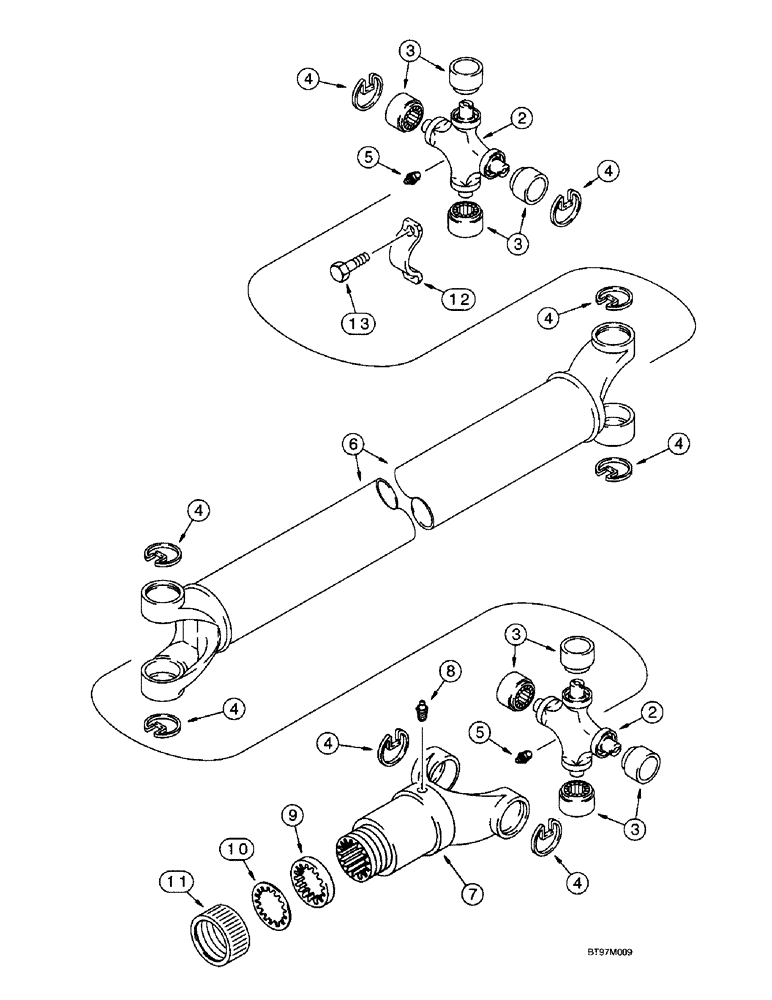 Схема запчастей Case 590SL - (6-018) - DRIVE SHAFT FOR FRONT DRIVE AXLE, FRONT DRIVE AXLE TO TRANSMISSION (06) - POWER TRAIN