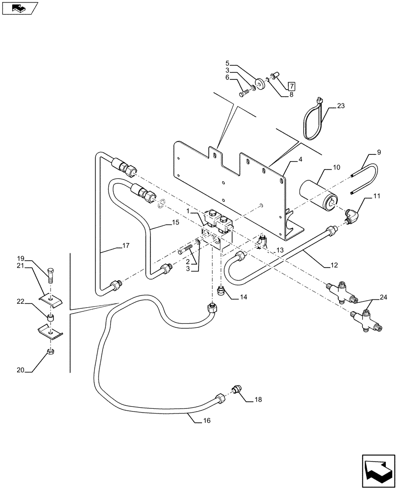 Схема запчастей Case 580SN - (35.350.1001) - HYDRAULICS - STANDARD RIDE CONTROL - 2WD (35) - HYDRAULIC SYSTEMS