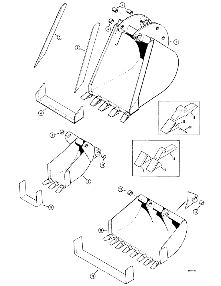 Схема запчастей Case 680CK - (184) - BACKHOE BUCKETS (OPTIONAL TYPES), HIGH CAPACITY TRENCHING BUCKETS (MACHINERY ITEM) (84) - BOOMS, DIPPERS & BUCKETS