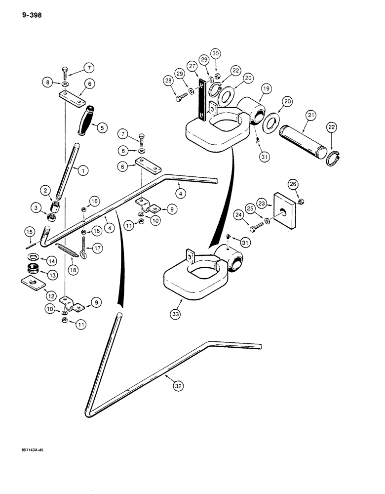 Схема запчастей Case 680K - (9-398) - BOOM LATCH (09) - CHASSIS/ATTACHMENTS