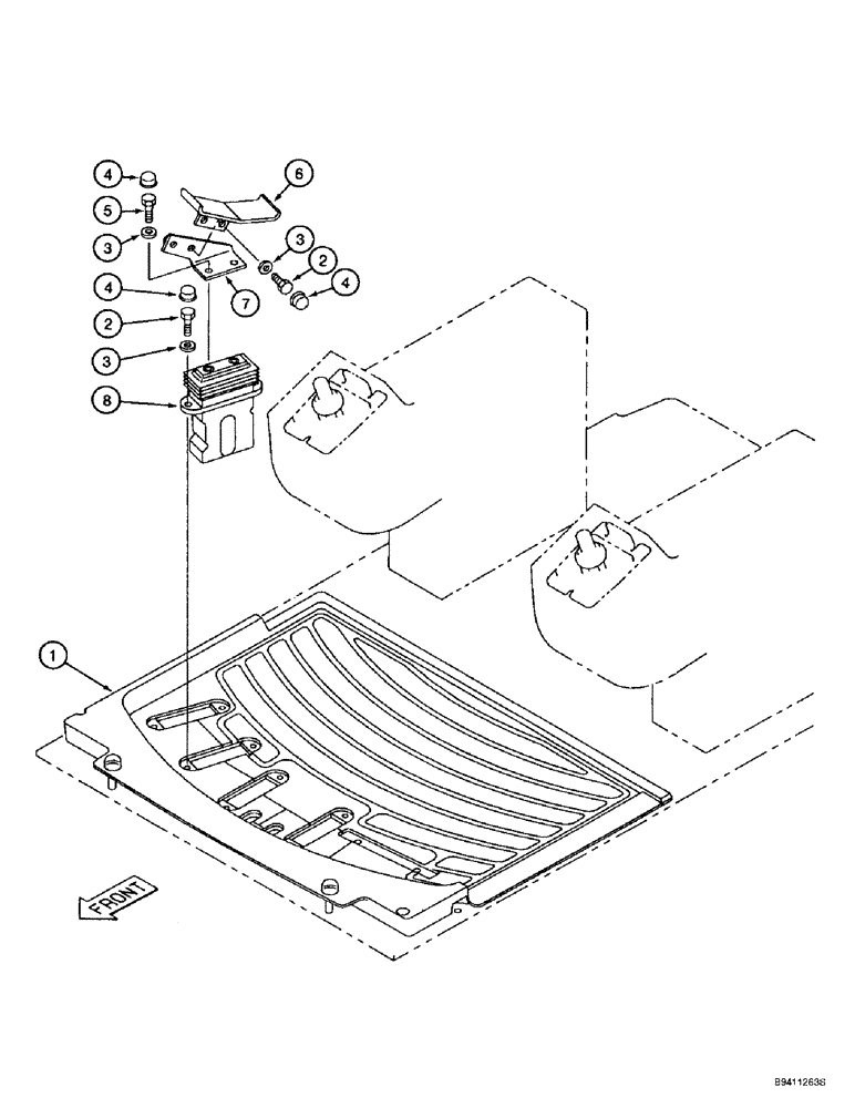 Схема запчастей Case 9010B - (9-056) - AUXIALIARY HYDRAULIC CONTROLS, PEDAL AND FLOORMAT, STANDARD MODELS ONLY (09) - CHASSIS