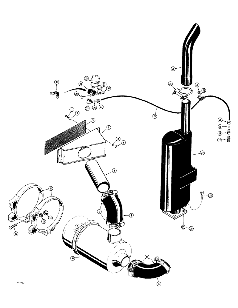 Схема запчастей Case 475 - (048) - AIR CLEANER AND EXHAUST SYSTEM, HORIZONTAL AIR INTAKE (10) - ENGINE