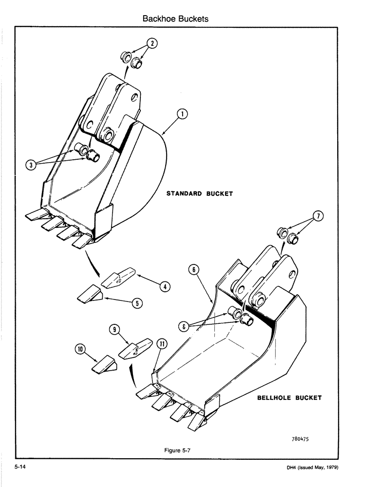 Схема запчастей Case DH4 - (5-14) - BACKHOE BUCKETS, STANDARD BUCKETS, BELLHOLE BUCKETS (89) - TOOLS