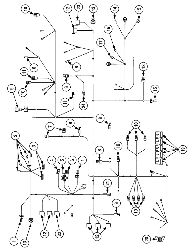 Схема запчастей Case 6010 - (04-03) - HARNESS, MAIN - CONNECTORS (55) - ELECTRICAL SYSTEMS