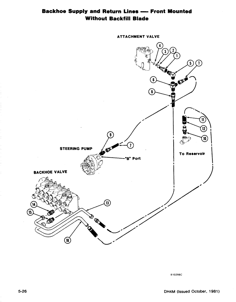 Схема запчастей Case DH4 - (5-26) - BACKHOE SUPPLY AND RETURN LINES - FRONT MOUNTED, WITHOUT BACKFILL BLADE (35) - HYDRAULIC SYSTEMS