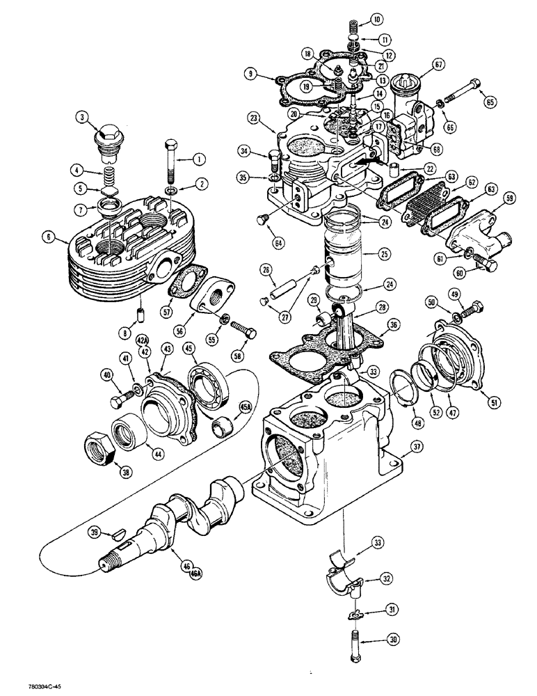 Схема запчастей Case W36 - (7-328) - L109544 AND L79410 AIR COMPRESSOR - ALUMINUM BLOCK (07) - BRAKES
