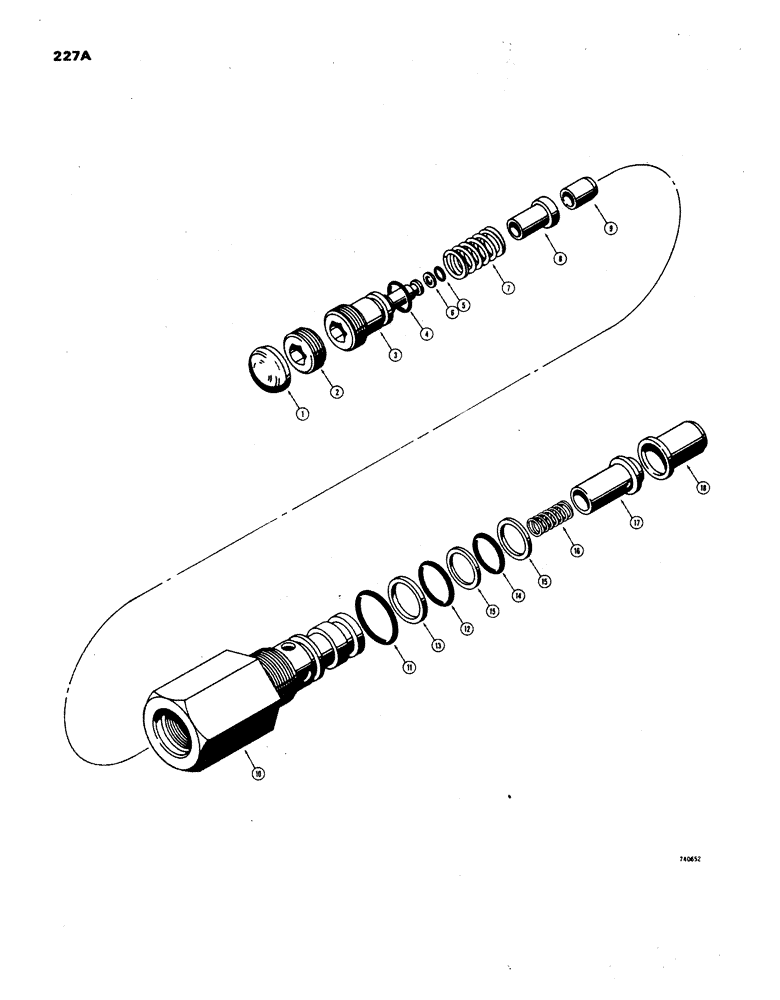 Схема запчастей Case W24B - (227A) - SECONDARY RELIEF VALVE, USED IN L70433 AND L71422 LOADER CONTROL VALVE, (08) - HYDRAULICS